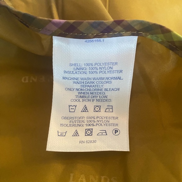 Lands' End Plaid Puffer Jacket - Brown and Green - Picture 8 of 8